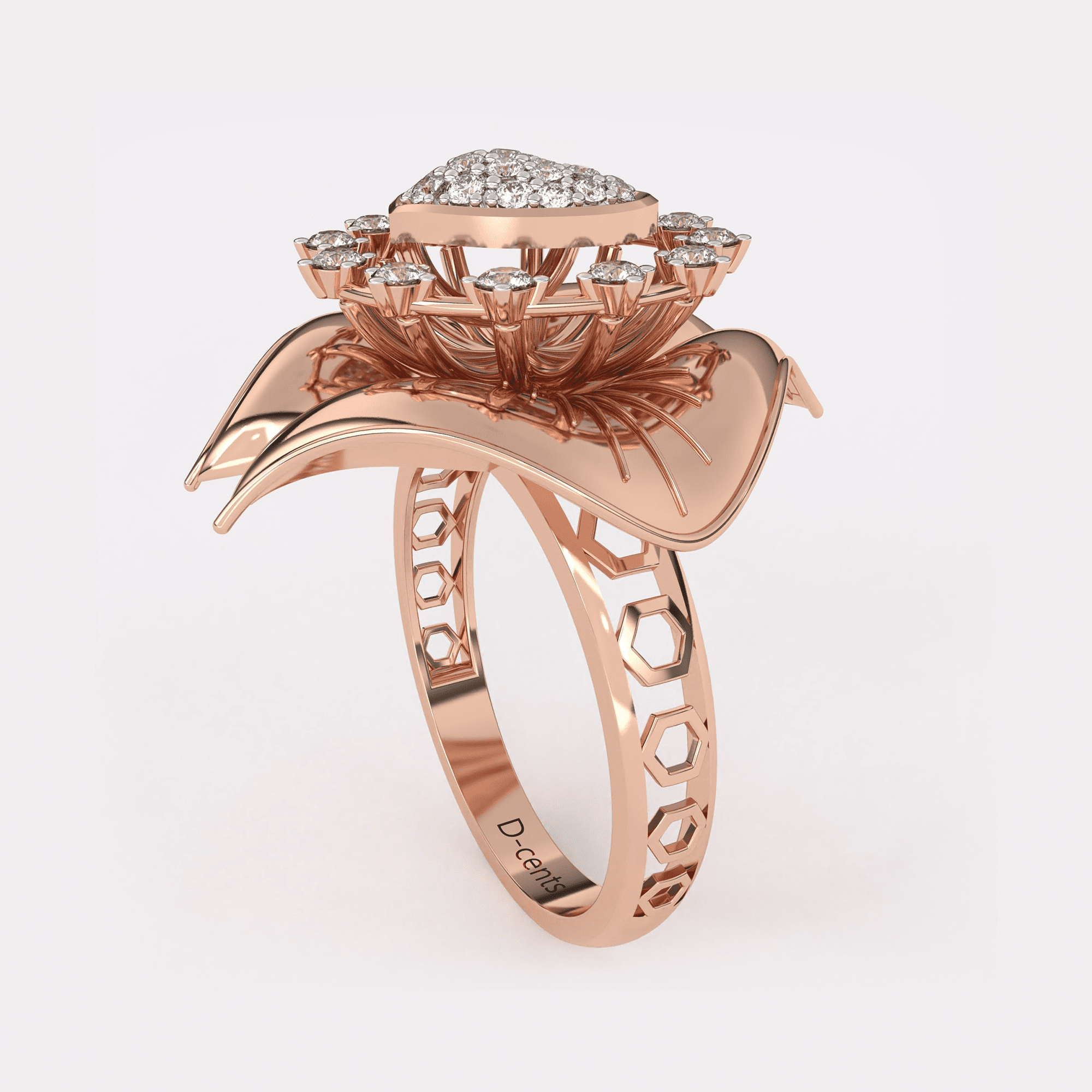 Golden Heart Diamond Ring