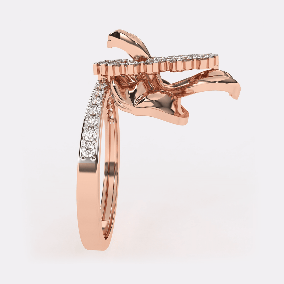 Floret Design Rose Gold Diamond Ring