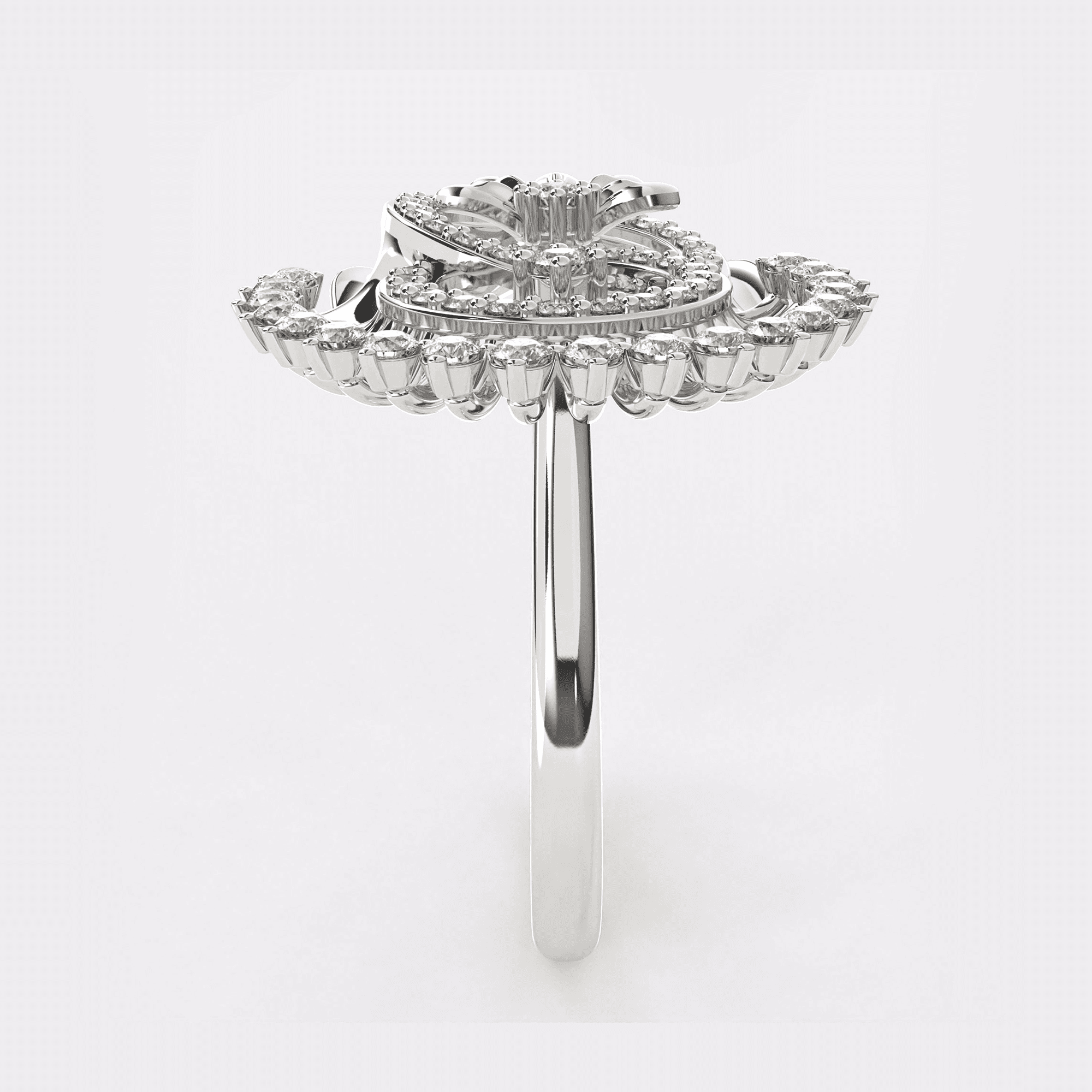 Double Circle 14k Gold Diamond Ring