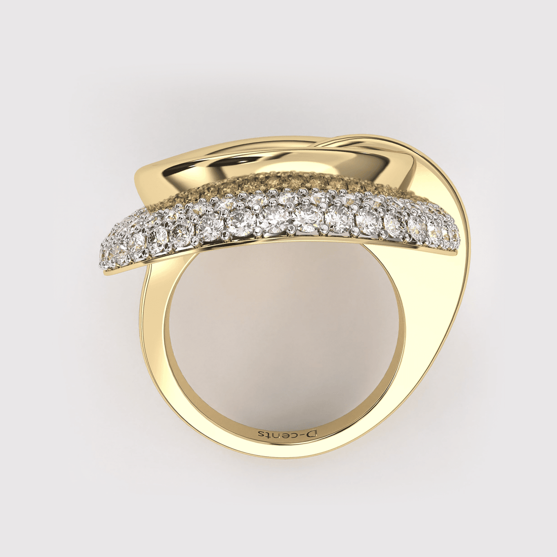 Curved Diamond Shell Ring