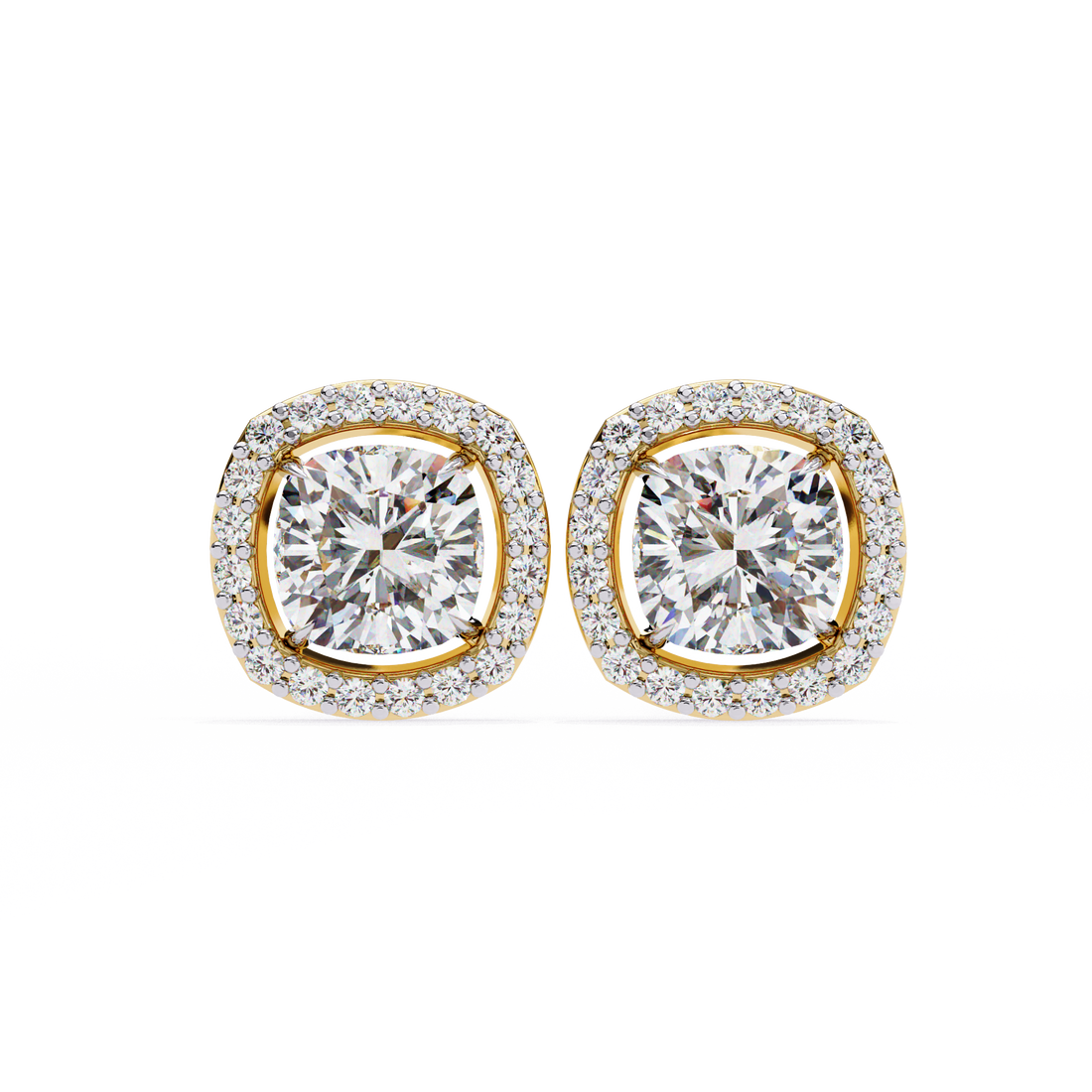 86 Cents Cushion Halo Diamond Earrings