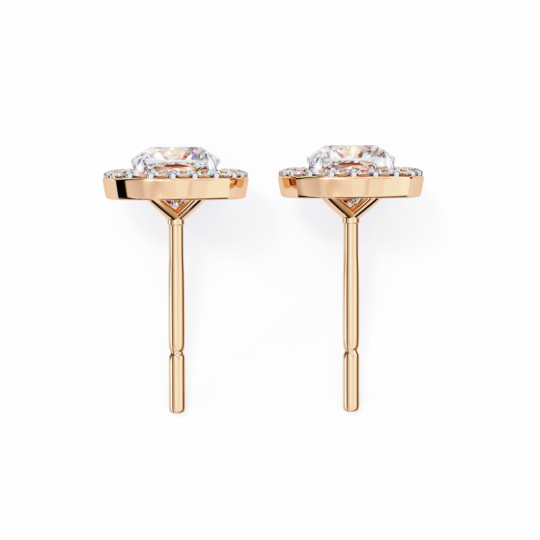 86 Cents Cushion Halo Diamond Earrings