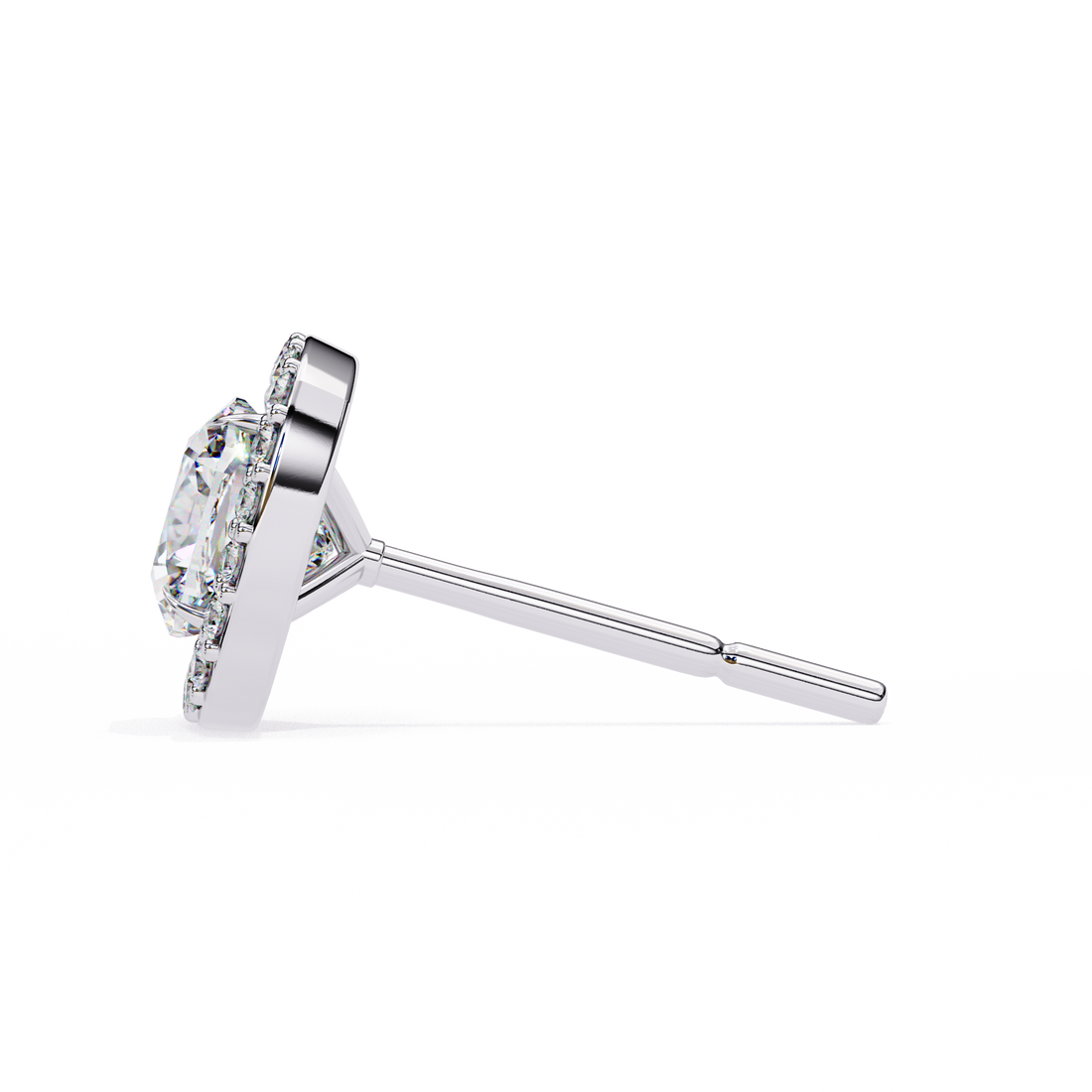 86 Cents Cushion Halo Diamond Earrings