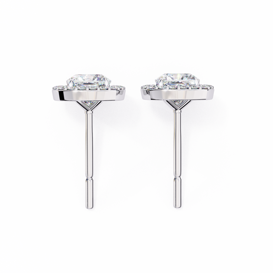 86 Cents Cushion Halo Diamond Earrings