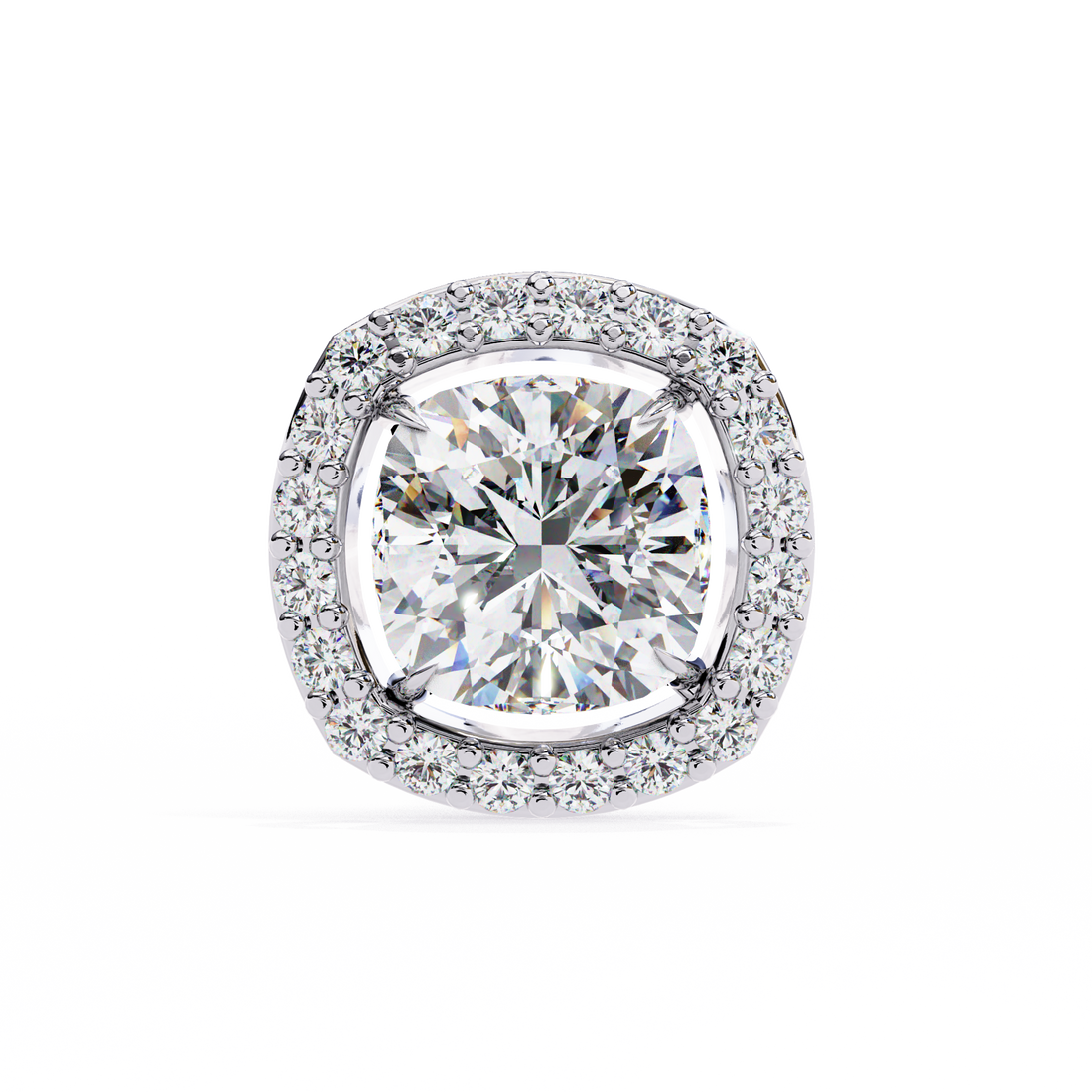 86 Cents Cushion Halo Diamond Earrings