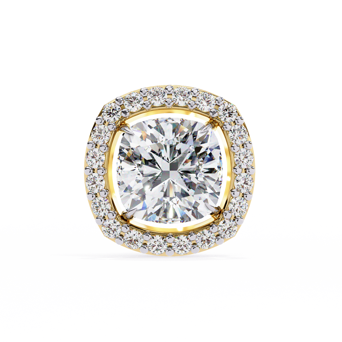 86 Cents Cushion Halo Diamond Earrings