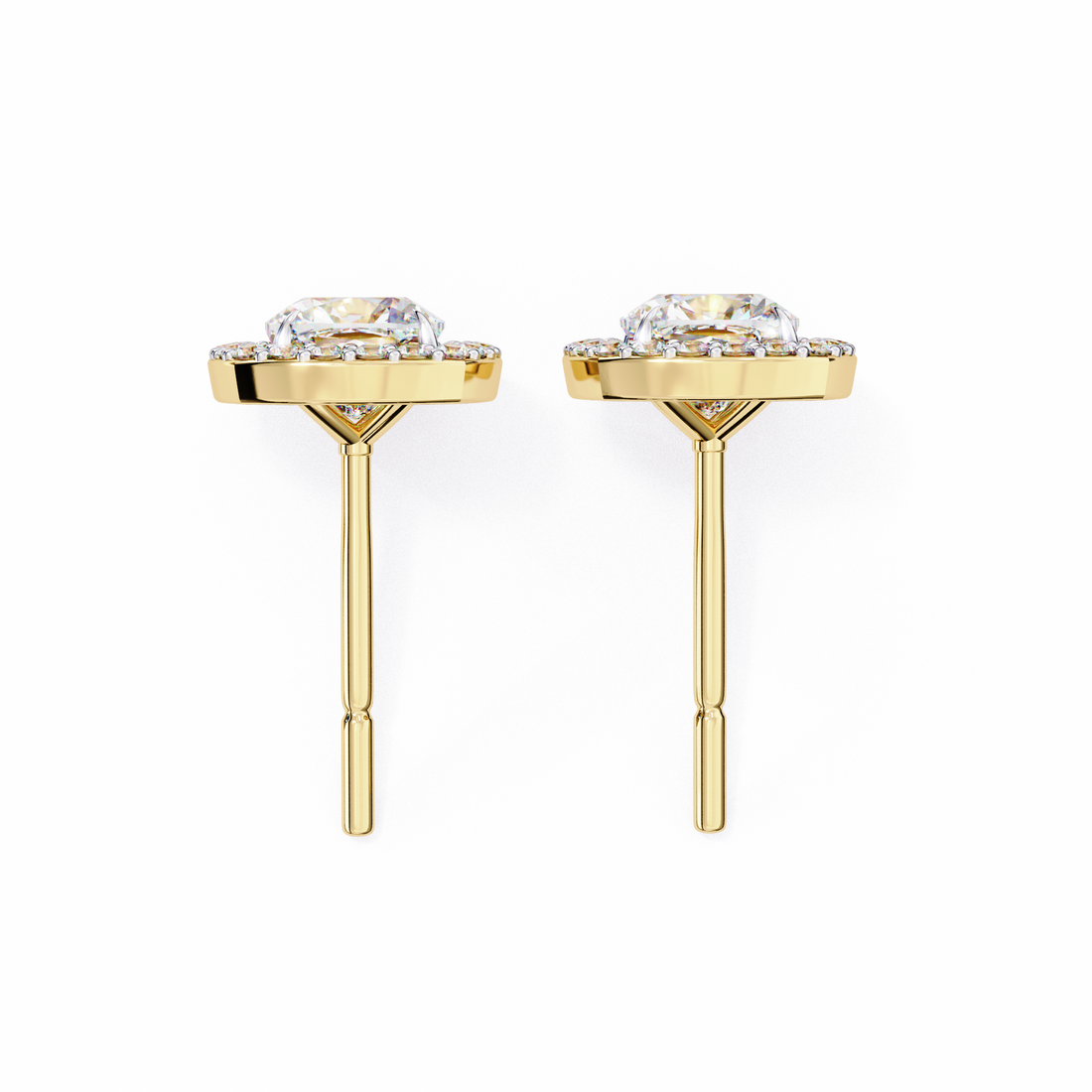 86 Cents Cushion Halo Diamond Earrings