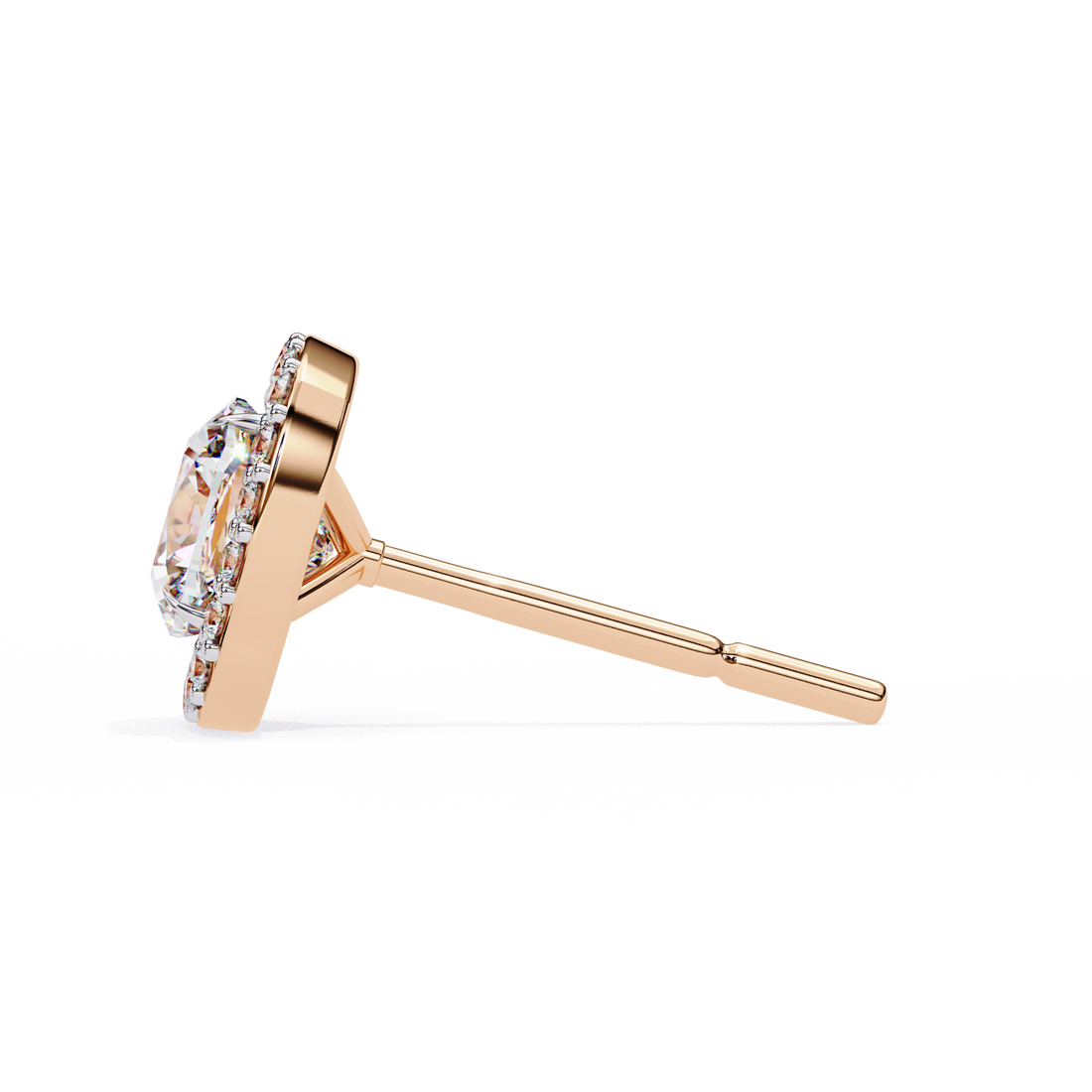 86 Cents Cushion Halo Diamond Earrings