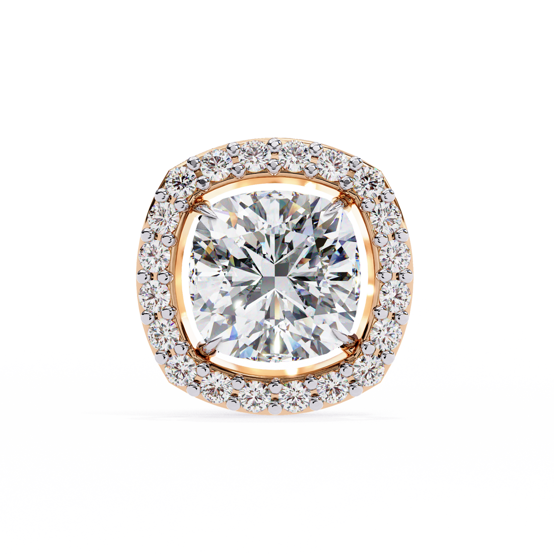 86 Cents Cushion Halo Diamond Earrings