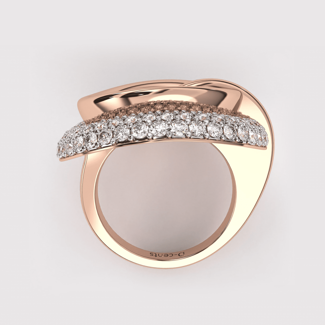 Curved Diamond Shell Ring