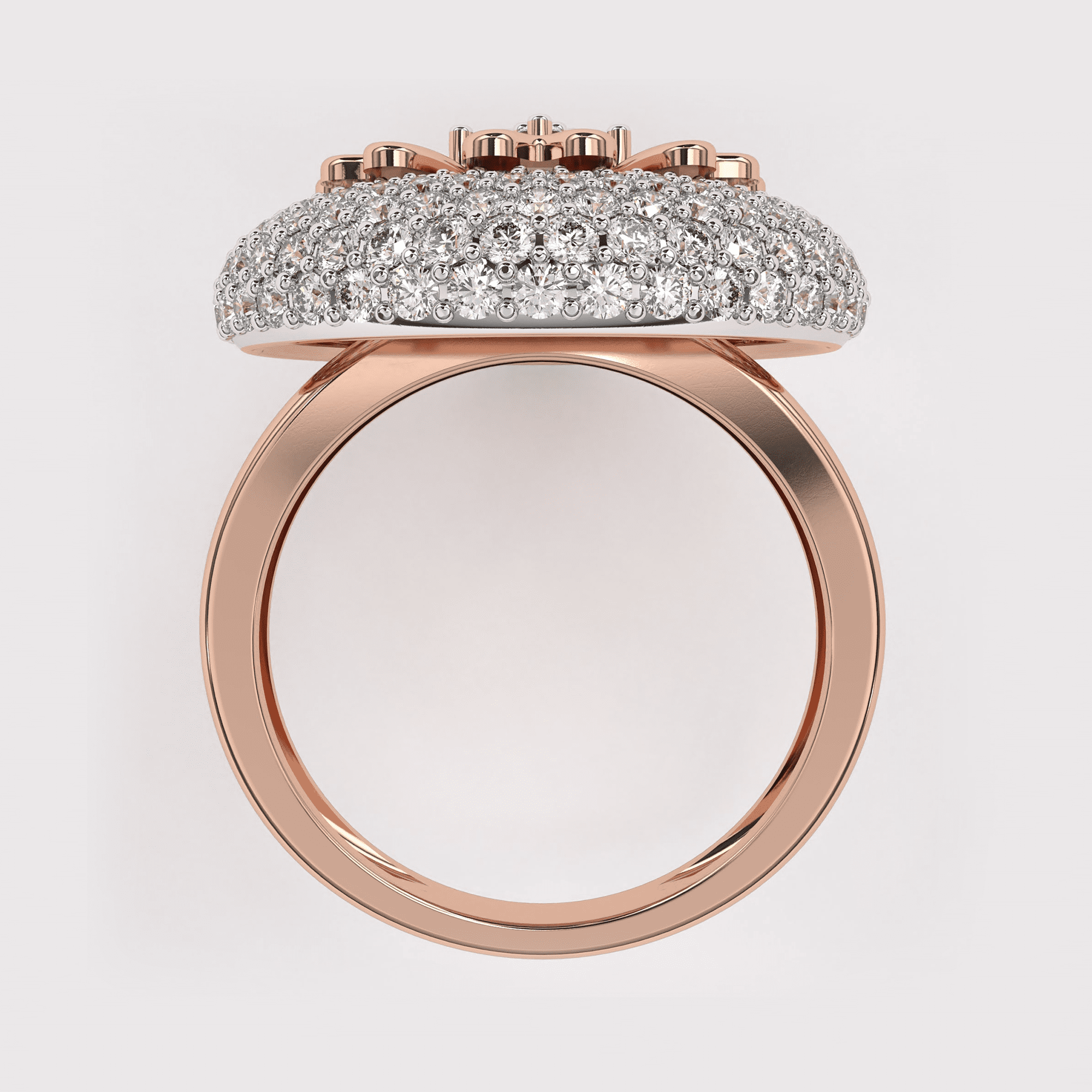 Flower Design Rose Gold Diamond Ring