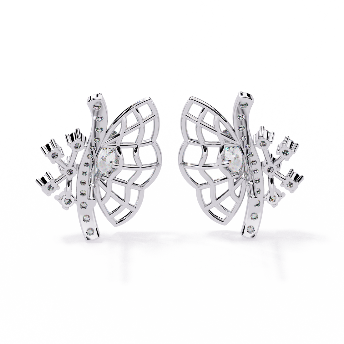 925 Silver Butterfly lab Grown Diamond Stud Earrings