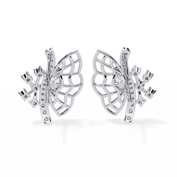 925 Silver Butterfly lab Grown Diamond Stud Earrings