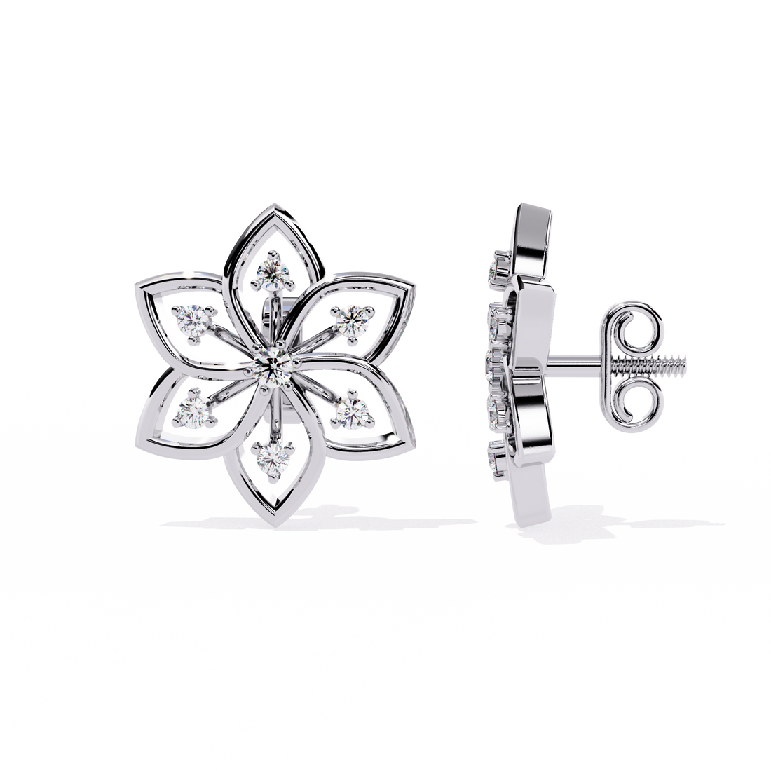 925 Silver Enchanting Outline Lab Grown Diamond Stud