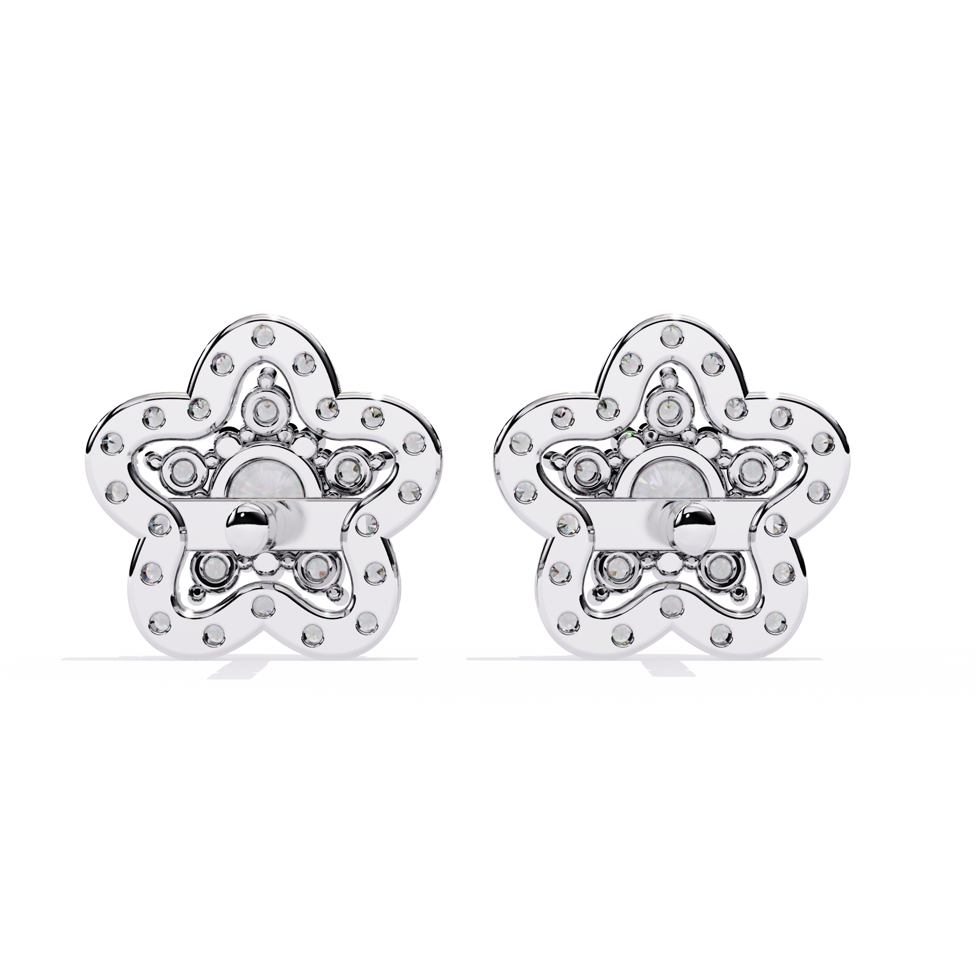 925 Silver Floral Lab Grown Diamond Stud Earrings