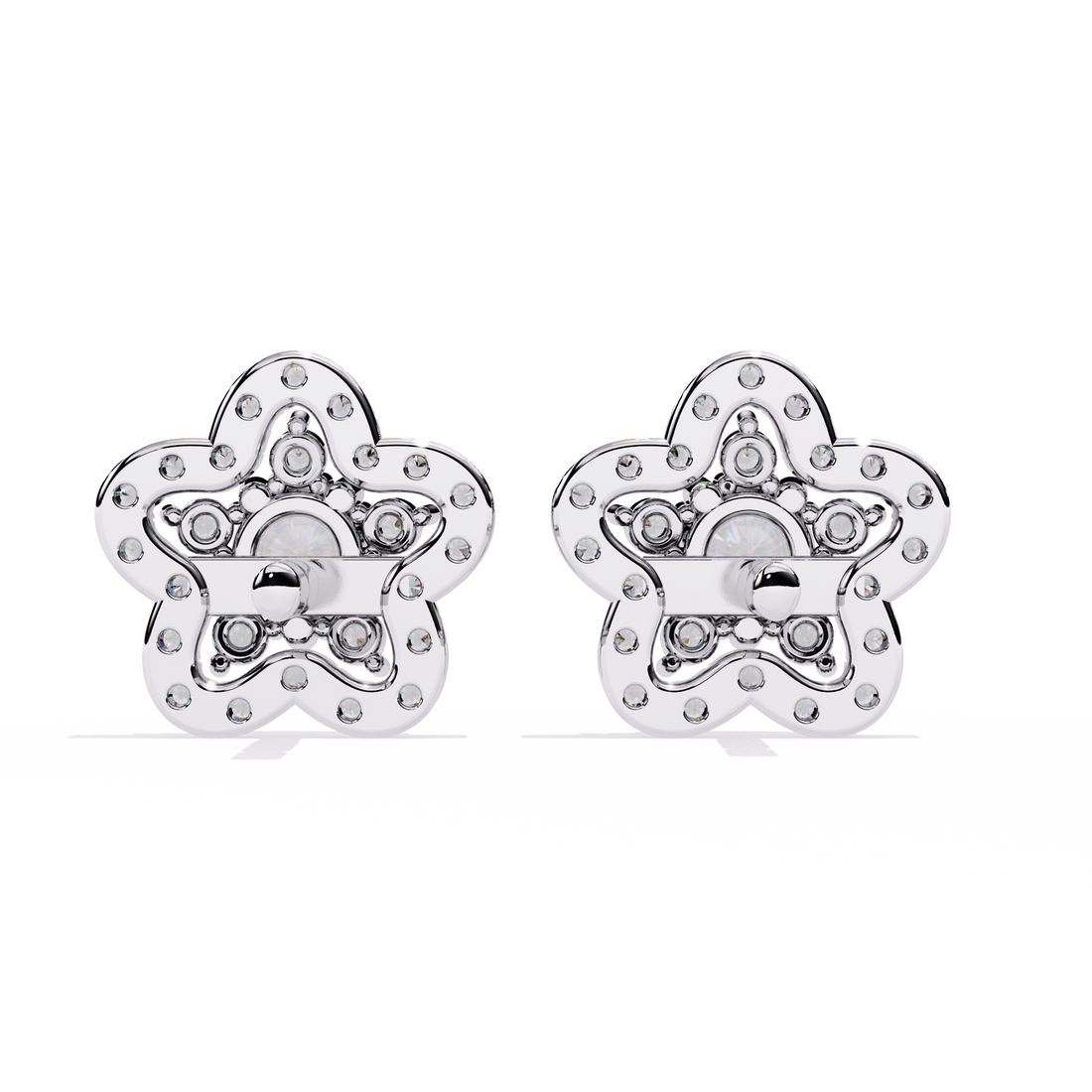 925 Silver Floral Lab Grown Diamond Stud Earrings