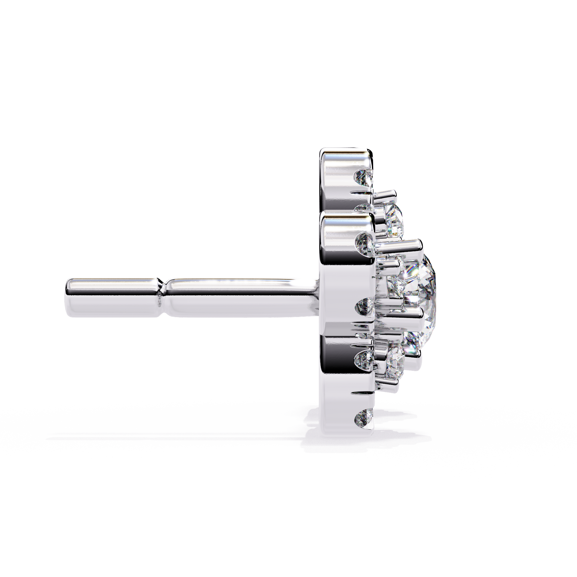 925 Silver Floral Lab Grown Diamond Stud Earrings