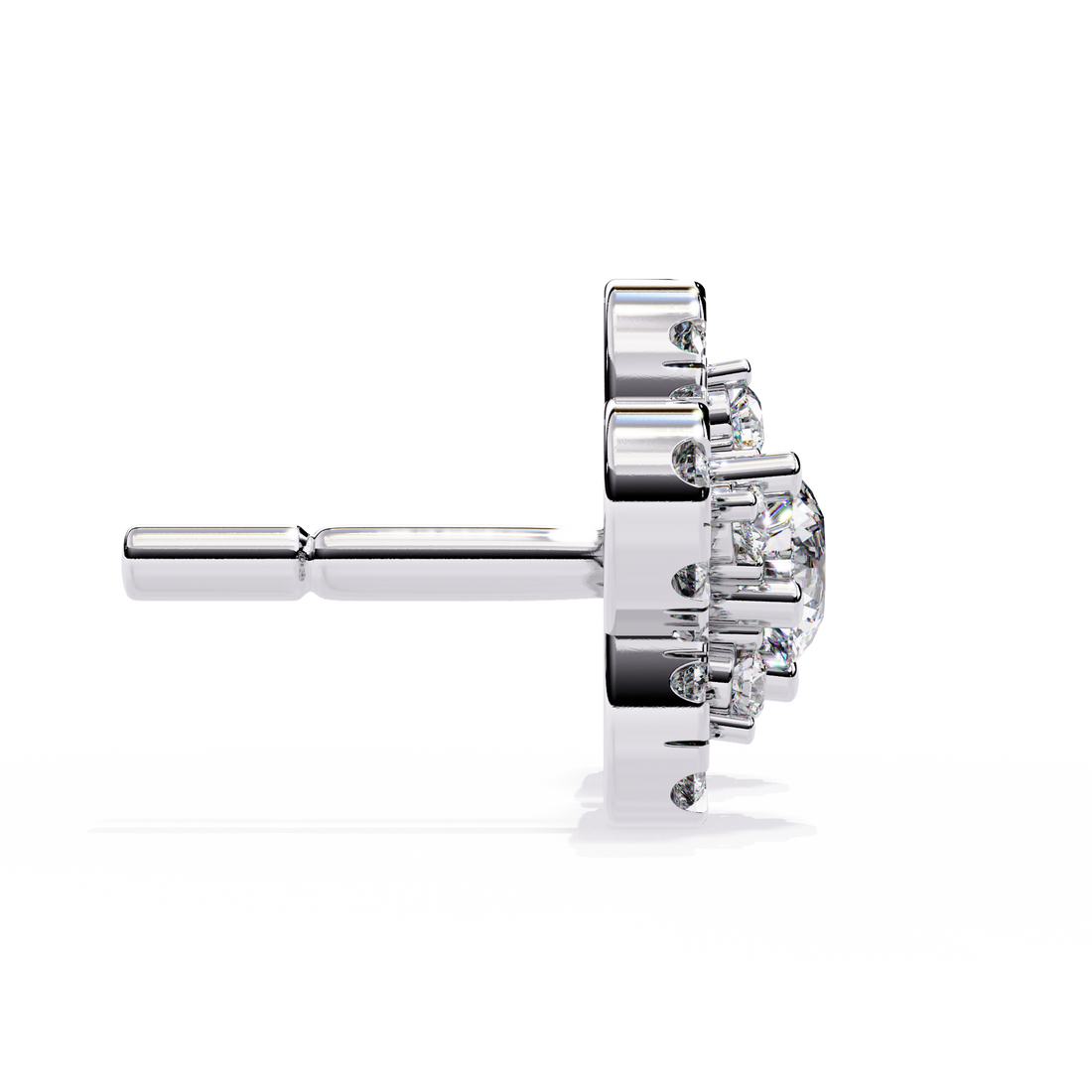 925 Silver Floral Lab Grown Diamond Stud Earrings