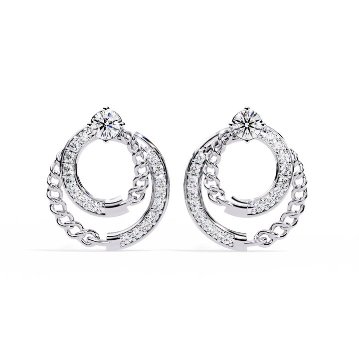 925 Silver  Lab Grown Diamond Chain Hoop Earrings