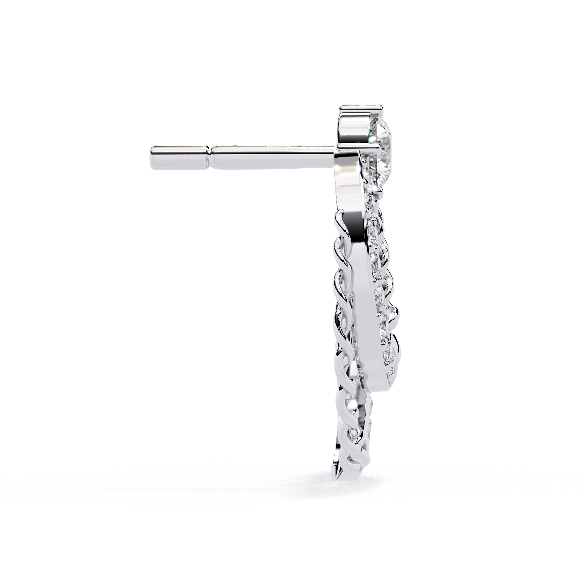 925 Silver  Lab Grown Diamond Chain Hoop Earrings