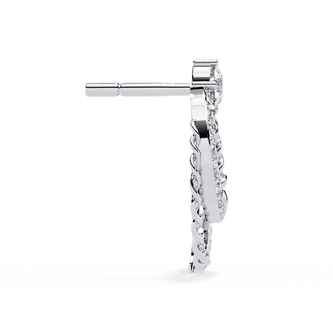 925 Silver  Lab Grown Diamond Chain Hoop Earrings