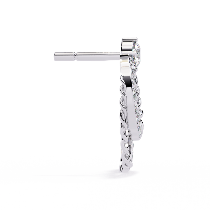 925 Silver  Lab Grown Diamond Chain Hoop Earrings