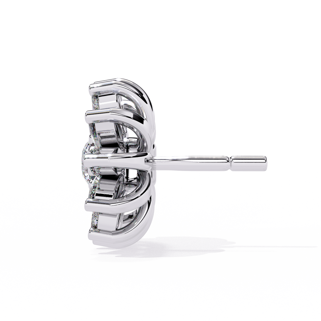 925 Silver Lab Grown Marquise and Round Cut Cluster Earrings