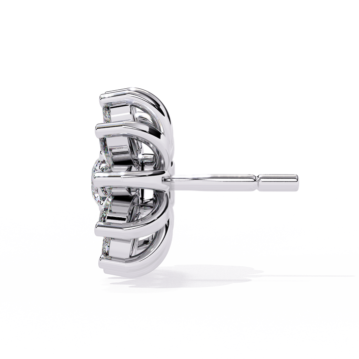 925 Silver Lab Grown Marquise and Round Cut Cluster Earrings