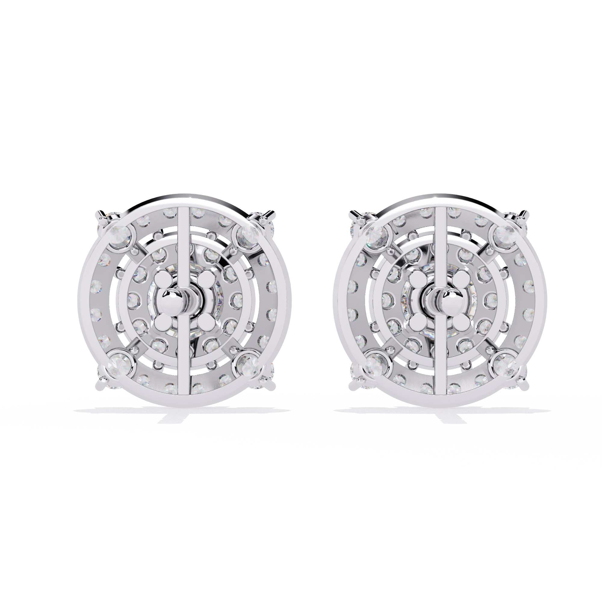  925 Silver Lab Grown Round Solitaire Double Halo Studs