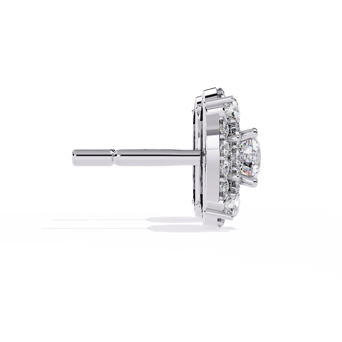 925 Silver Lab Grown Round Solitaire Double Halo Studs