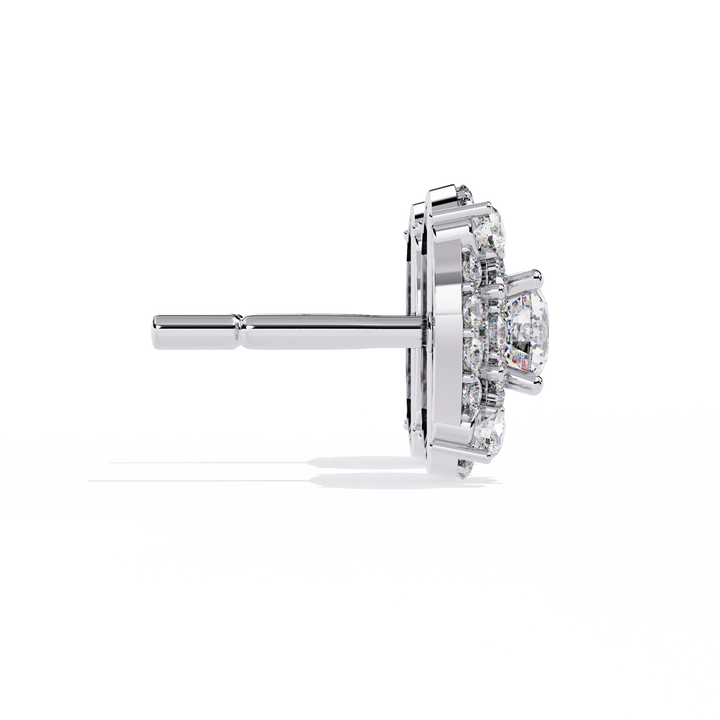 925 Silver Lab Grown Round Solitaire Double Halo Studs