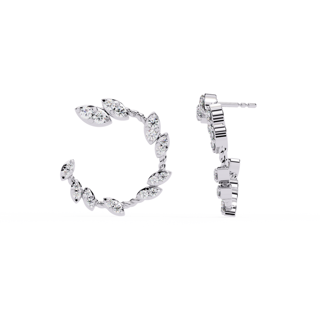 925 Silver Nature-Inspired Open Hoops Earrings