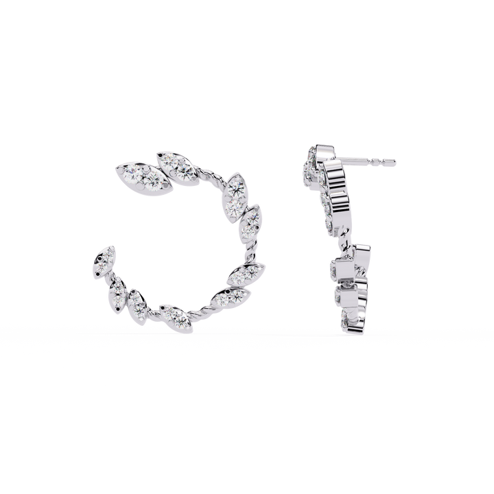 925 Silver Nature-Inspired Open Hoops Earrings