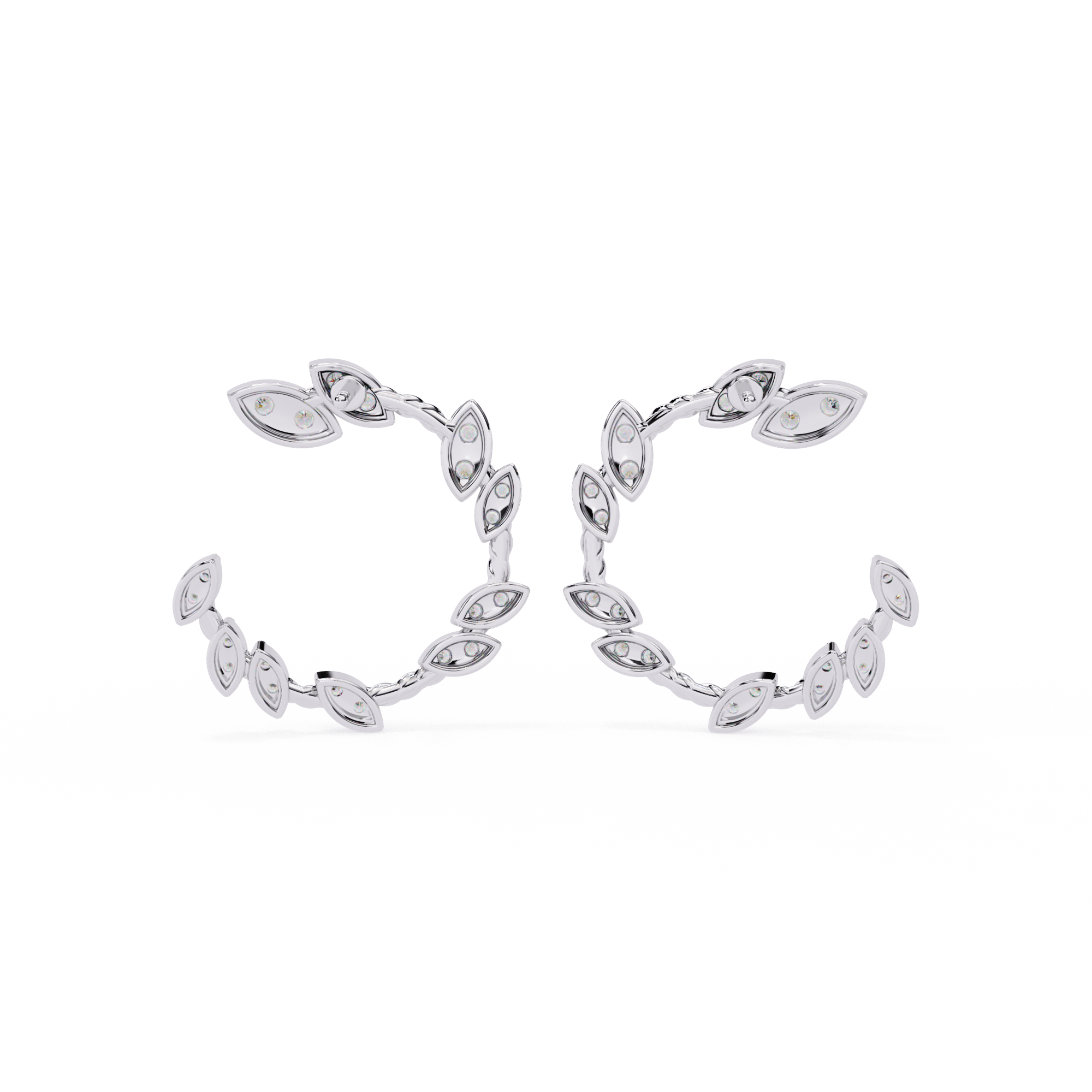 925 Silver Nature-Inspired Open Hoops Earrings