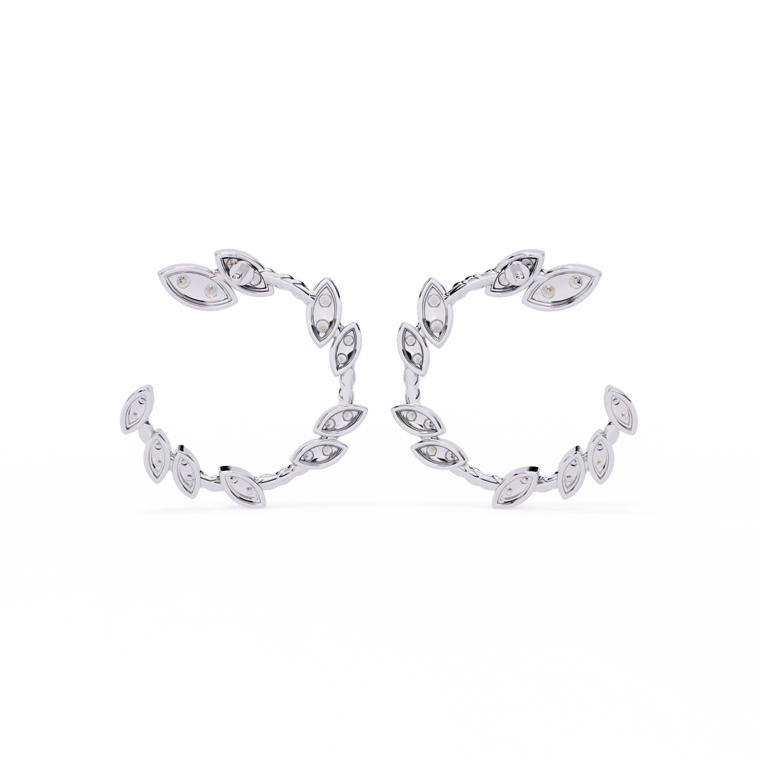 925 Silver Nature-Inspired Open Hoops Earrings