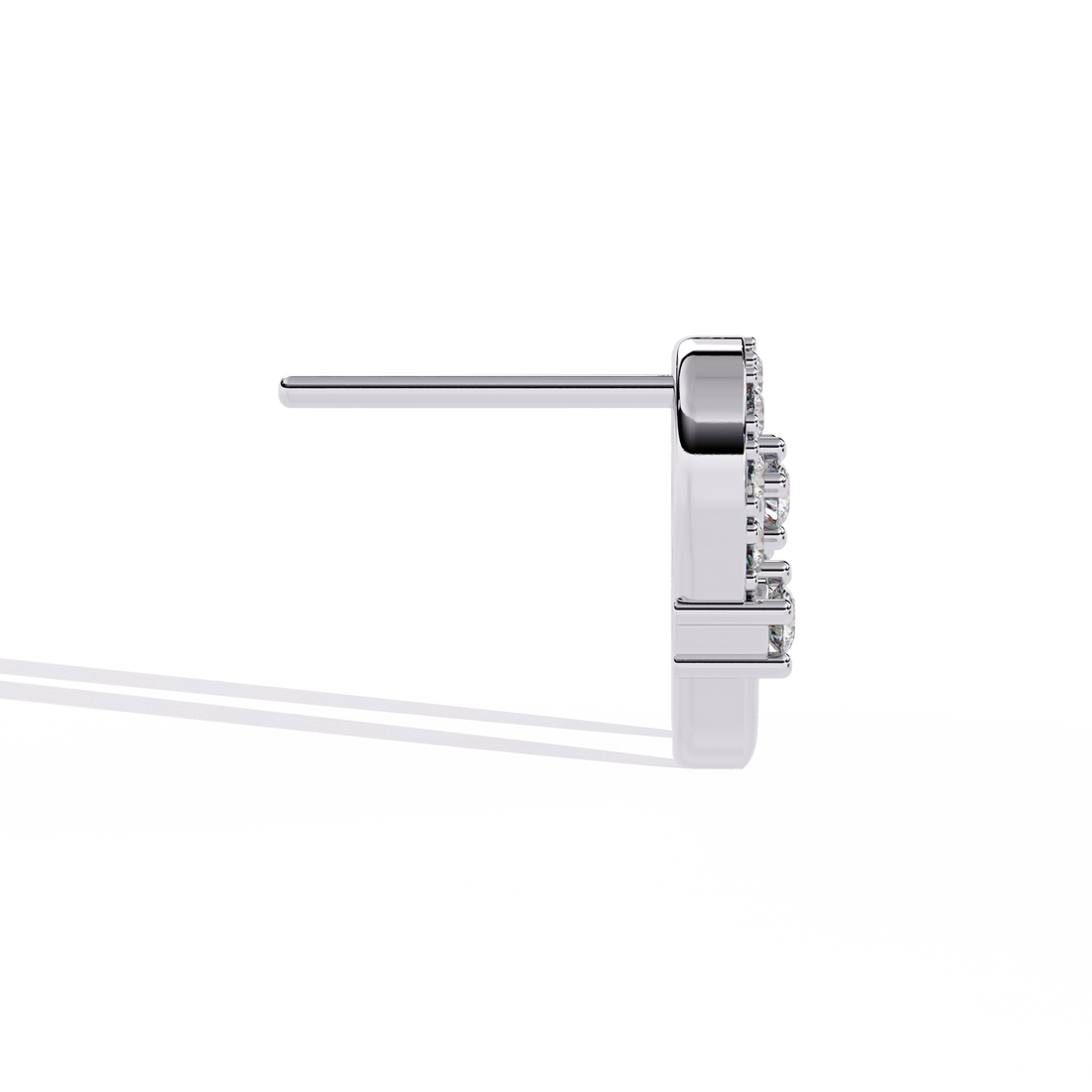 925 Silver Oval Link Diamond Stud Earrings