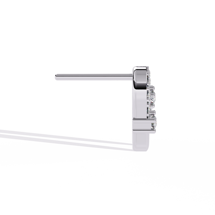 925 Silver Oval Link Diamond Stud Earrings