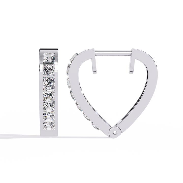 925 Silver Princess Cut Lab Diamond Hoop Earrings