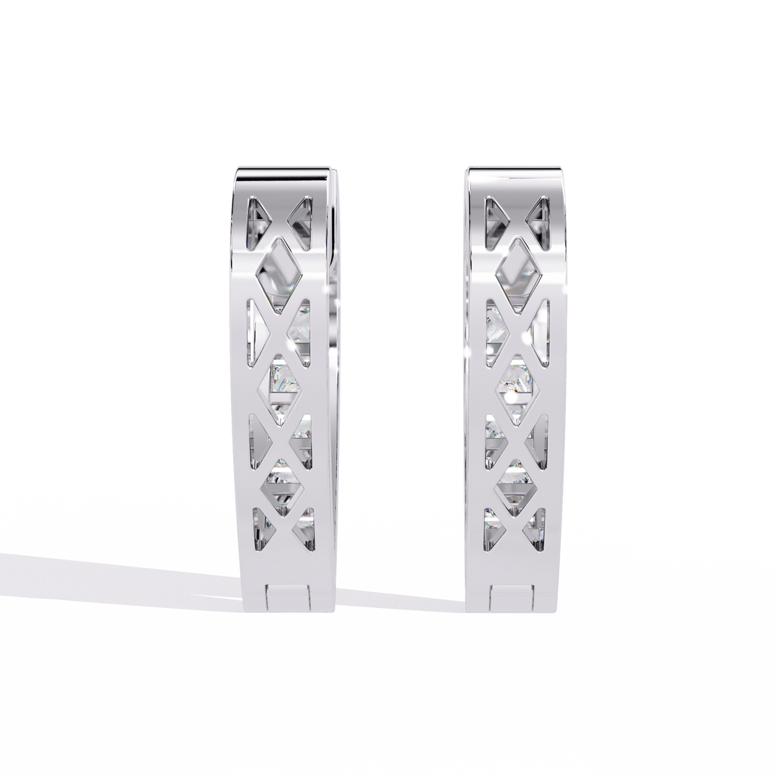 925 Silver Princess Cut Lab Diamond Hoop Earrings