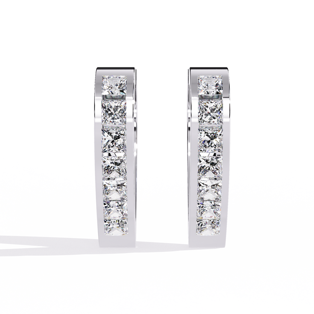 925 Silver Princess Cut Lab Diamond Hoop Earrings