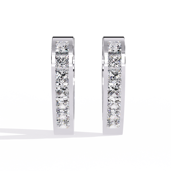 925 Silver Princess Cut Lab Diamond Hoop Earrings