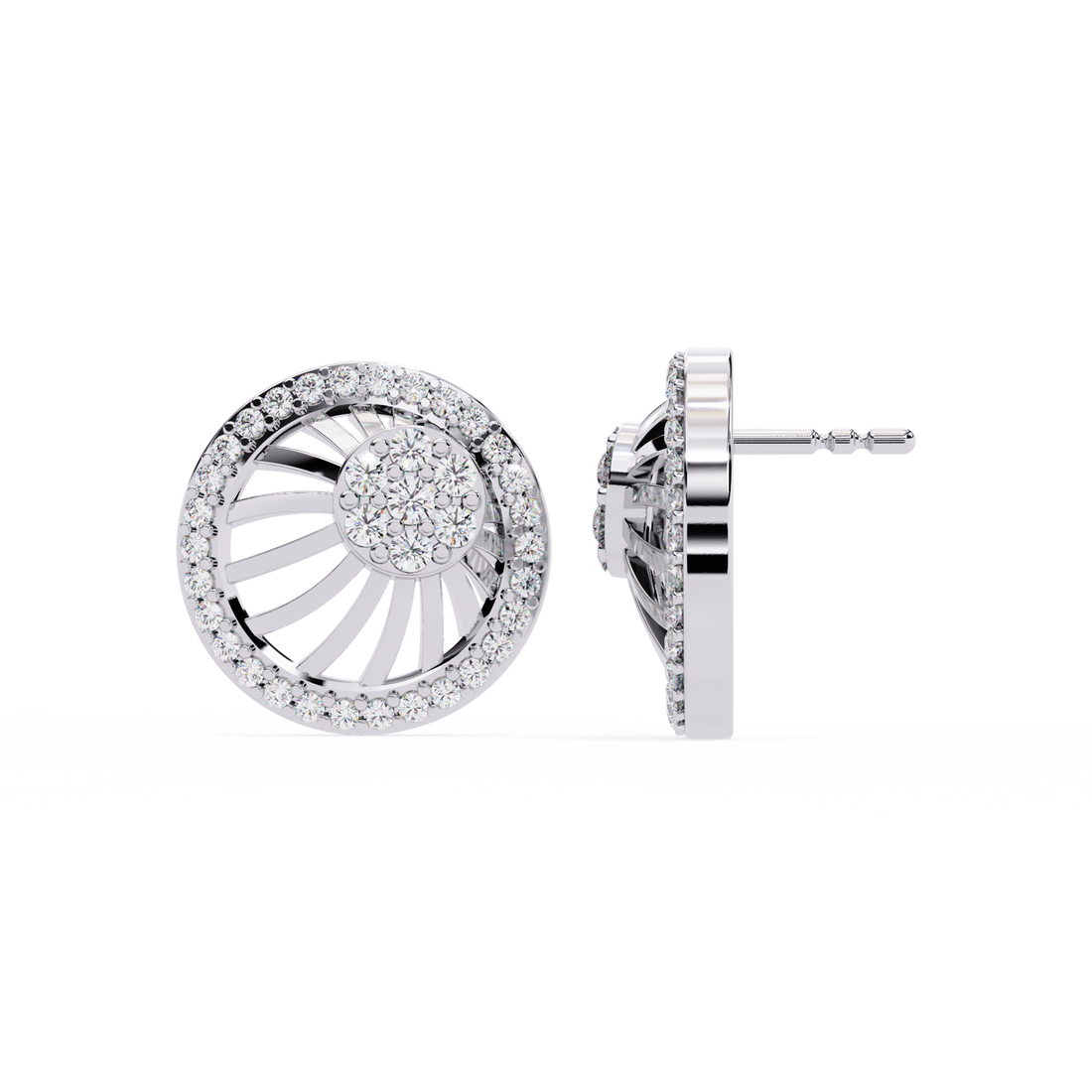 925 Silver Sunburst Design Round Earrings for Women