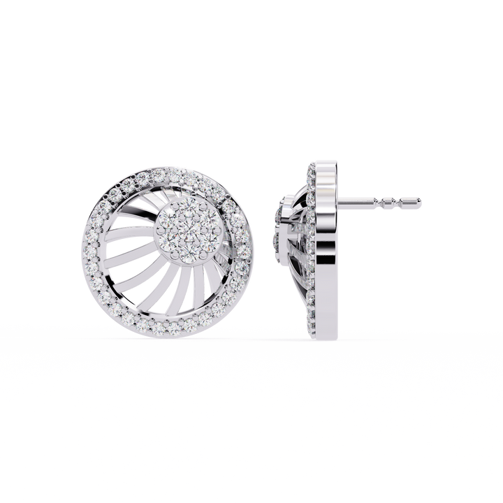 925 Silver Sunburst Design Round Earrings for Women