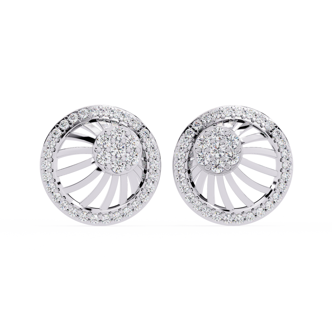 925 Silver Sunburst Design Round Earrings for Women