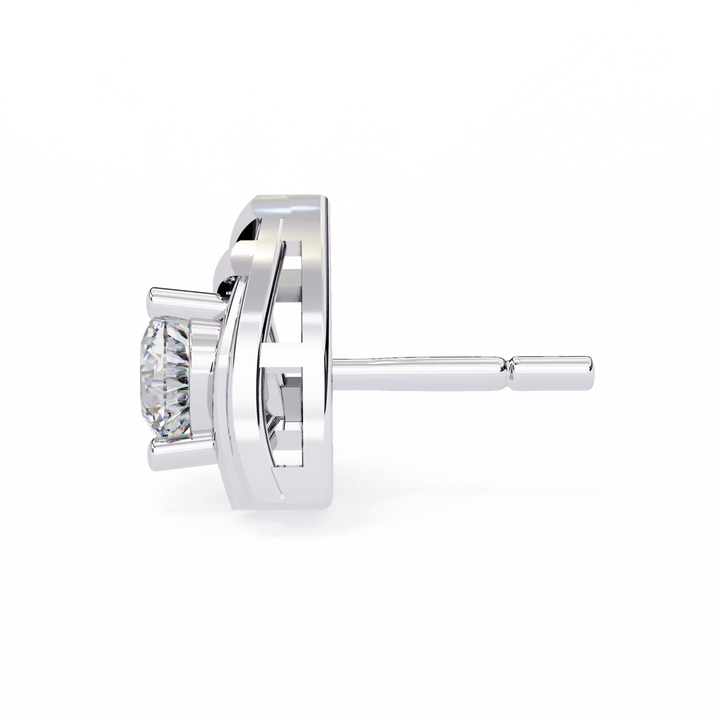 925 Silver Triangle Gold Stud Earrings Lab Grown Round Cut Diamond