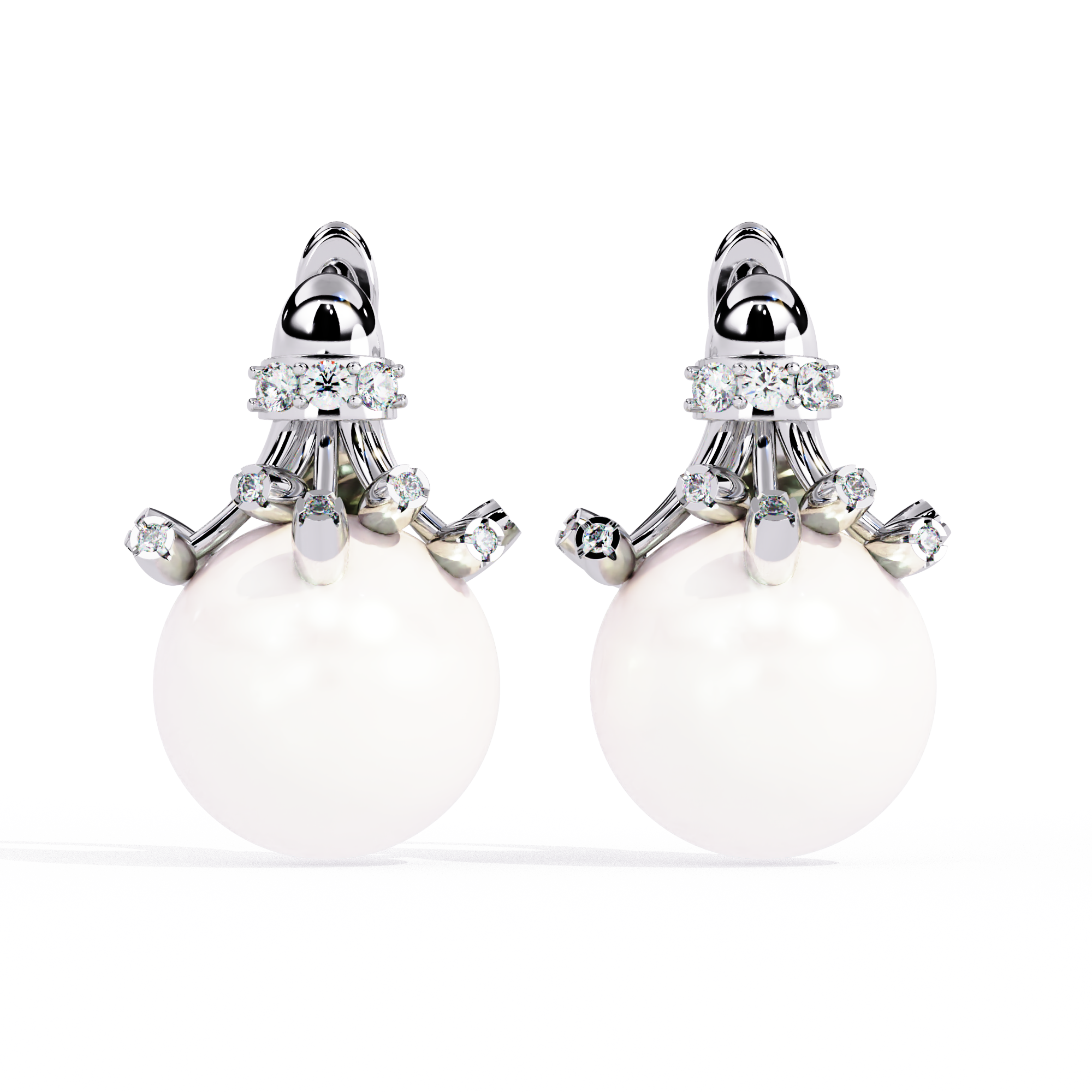 925 silver Classic Pearl Drop Earrings with Lab Grown Diamonds