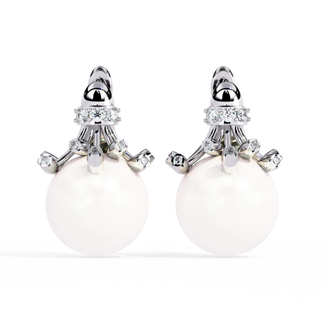 925 silver Classic Pearl Drop Earrings with Lab Grown Diamonds