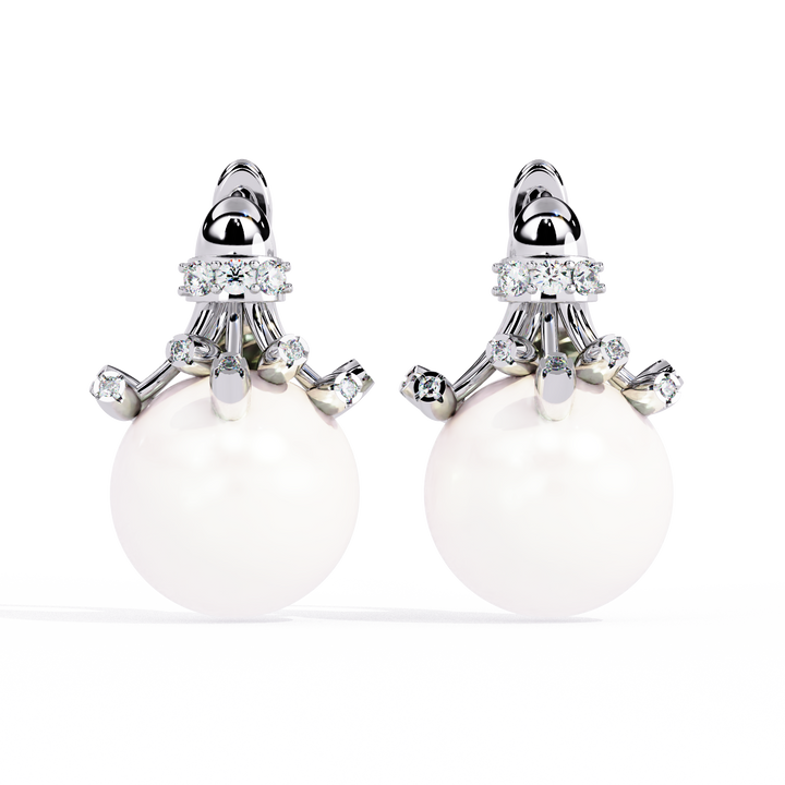 925 silver Classic Pearl Drop Earrings with Lab Grown Diamonds