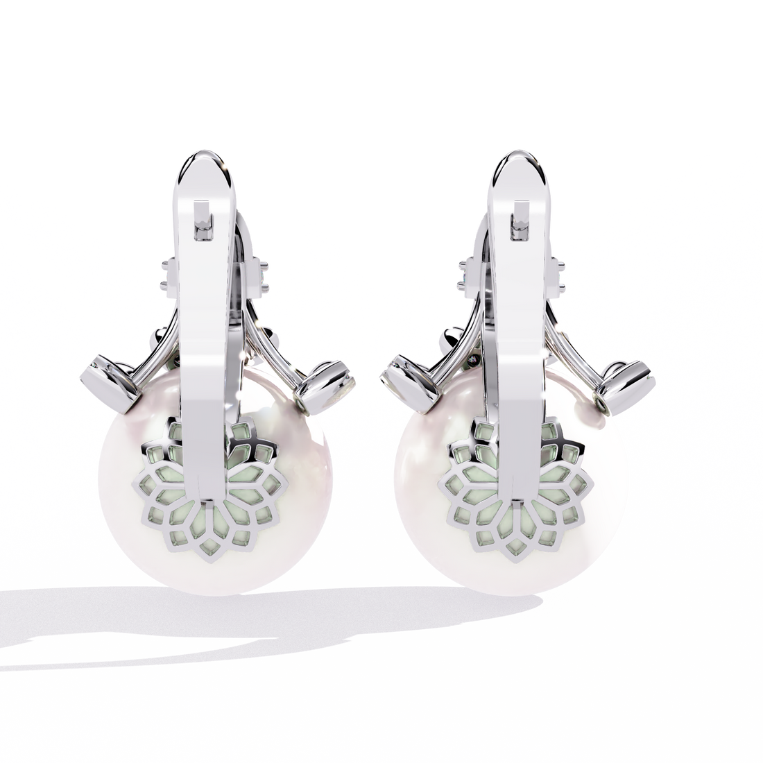 925 silver Classic Pearl Drop Earrings with Lab Grown Diamonds
