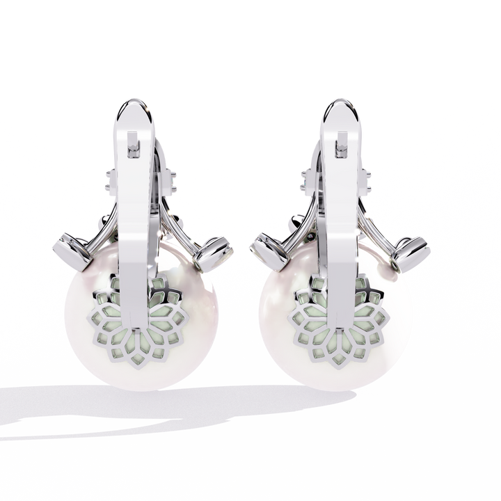 925 silver Classic Pearl Drop Earrings with Lab Grown Diamonds